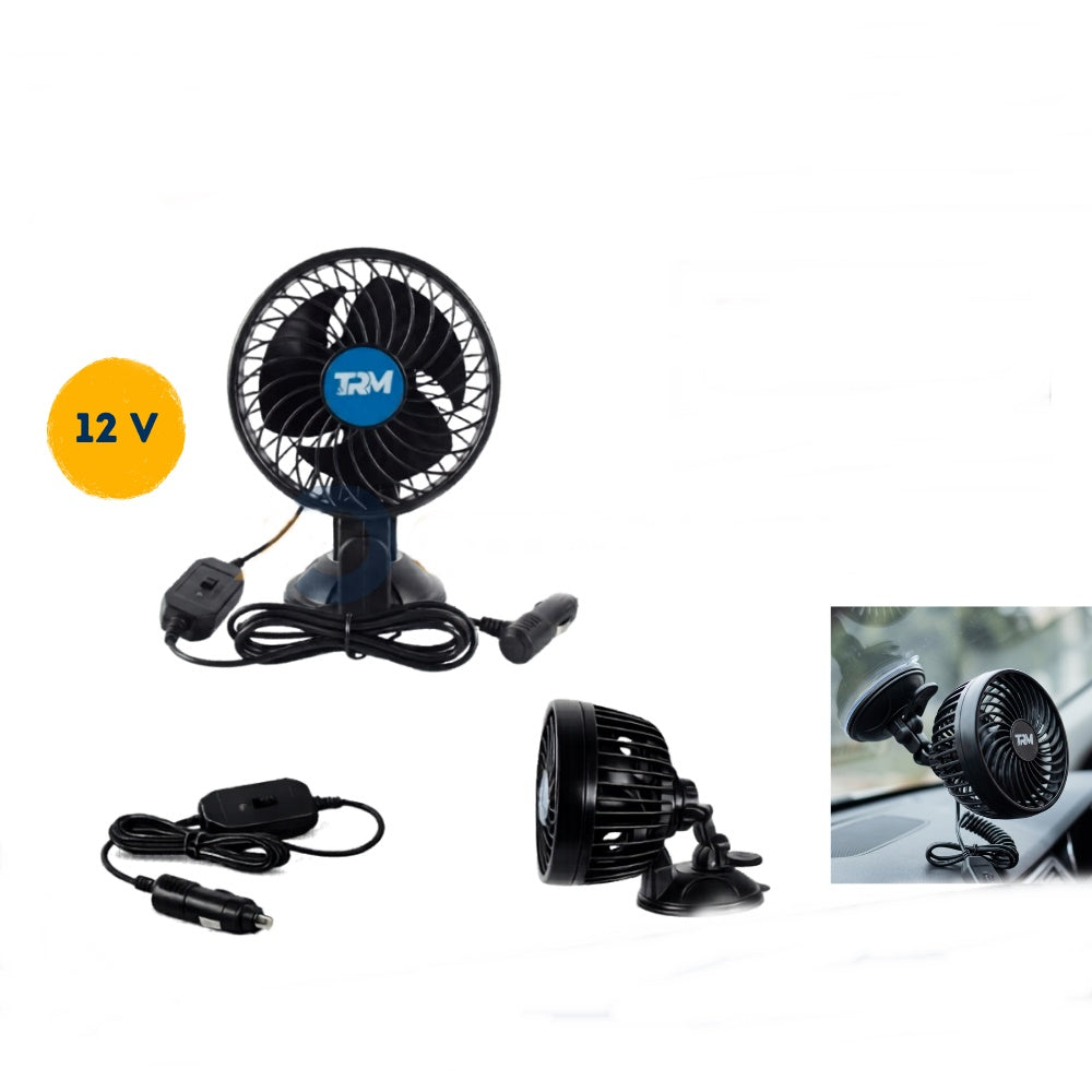 Araç İçi Vantilatör Vantuzlu Döner Başlıklı Tekli Soğutucu Fan Siyah 12v 4,5 İnç