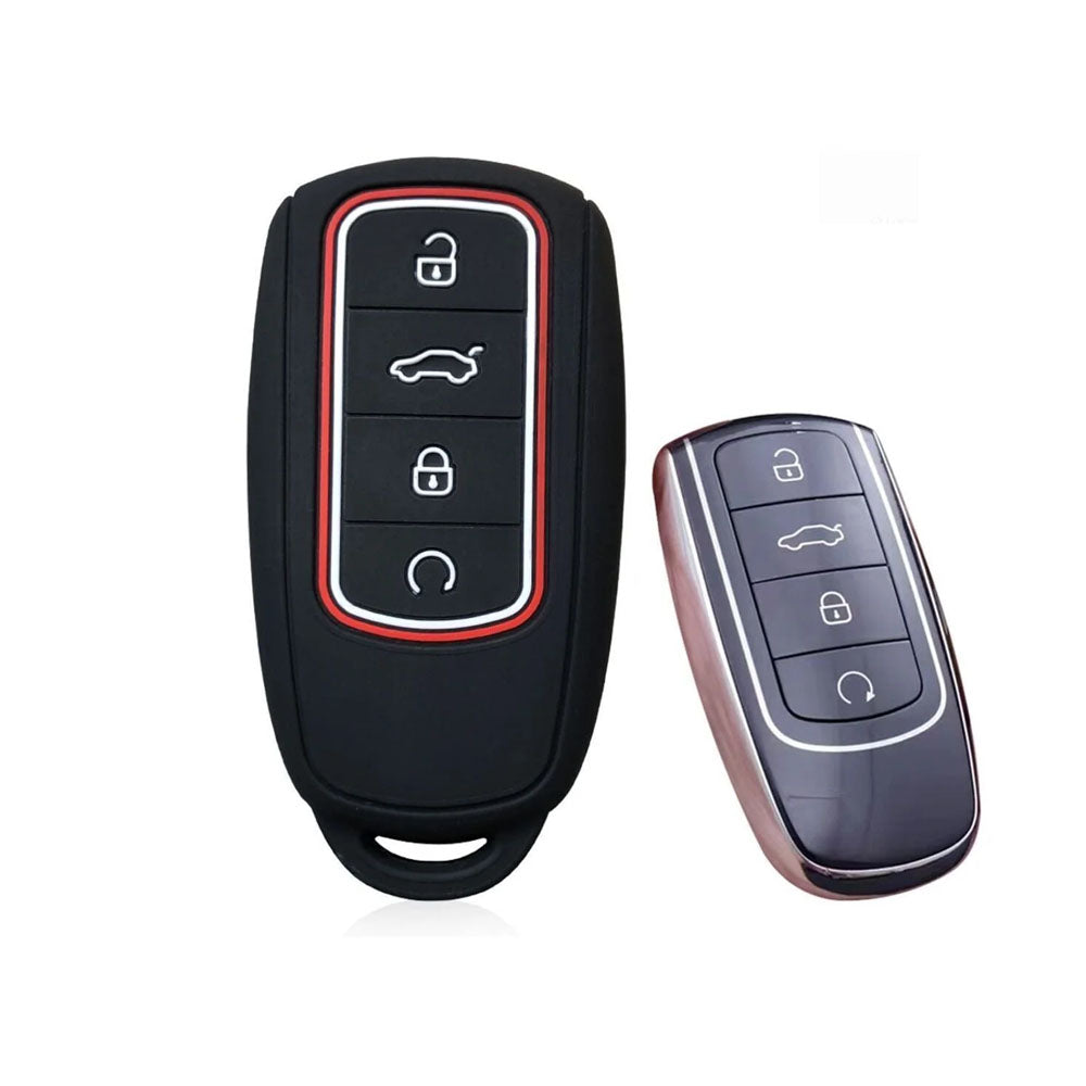 Chery Jaecoo Uyumlu Tiggo 8 Pro Max, Tiggo 7 Pro Max Avatgarde, Omoda 5 Pro Uyumlu Silikon Oto Anahtar Kumanda Kabı Siyah Kırmızı