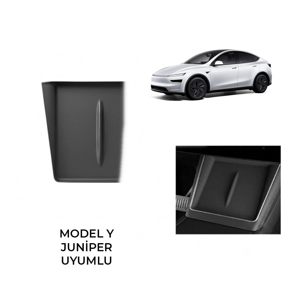 Tesla Model Y Juniper Premium 2025 ve Üzeri Uyumlu Ön Konsol Kablosuz Şarj Pedi Kaymaz Silikon Matı Siyah