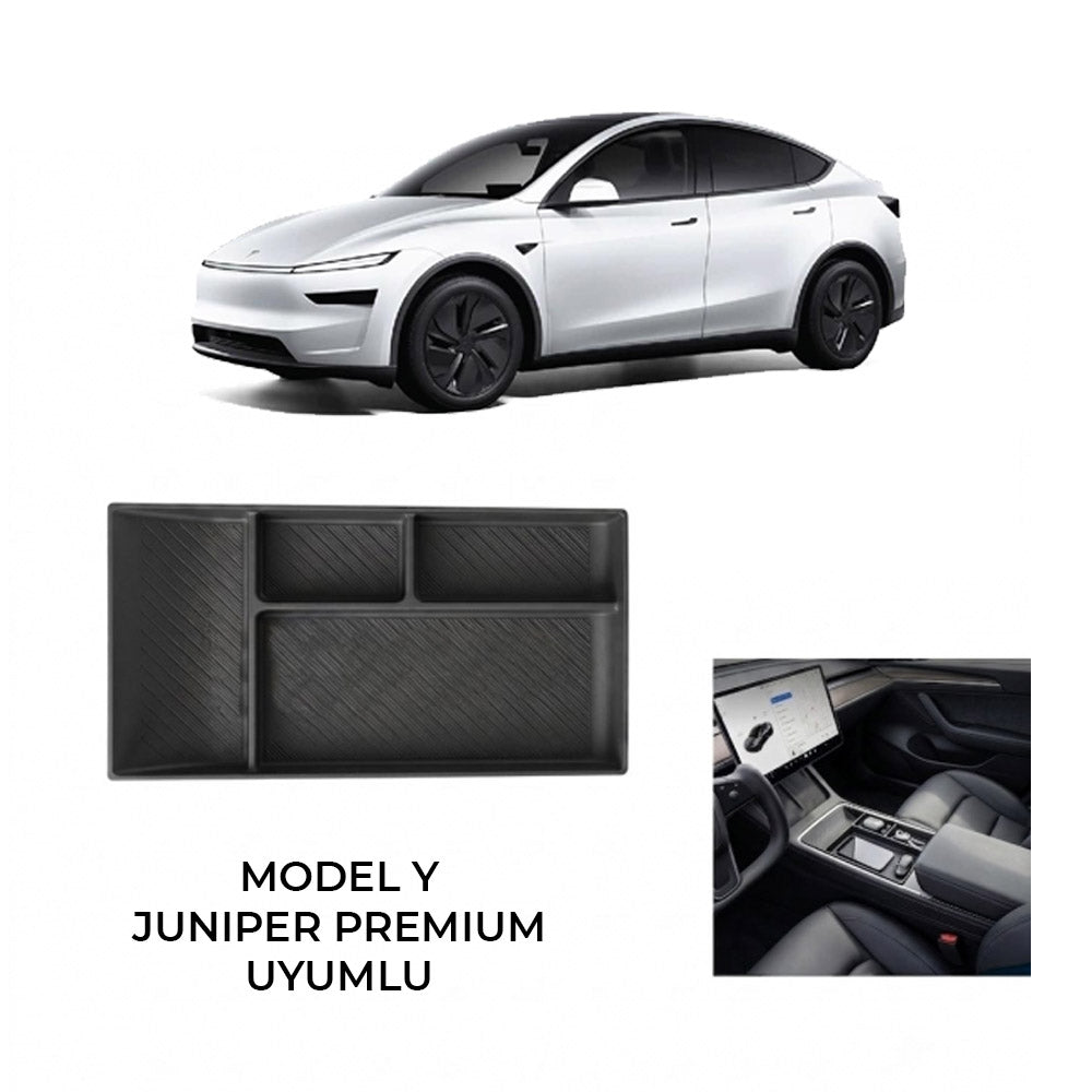 Tesla Model Y Juniper Premium 2025+ Uyumlu Orta Konsol Düzenleyici Organizer Pedi Siyah