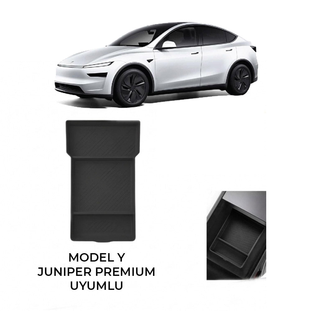 Tesla Model Y Juniper Premium 2025+ Uyumlu Orta Konsol Kolçak İçi Düzenleyici Organizer Ped Siyah