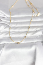 CM 14K Gold Renk Damla Topçuk Model Zincirli 60 cm Kadın Kolye
