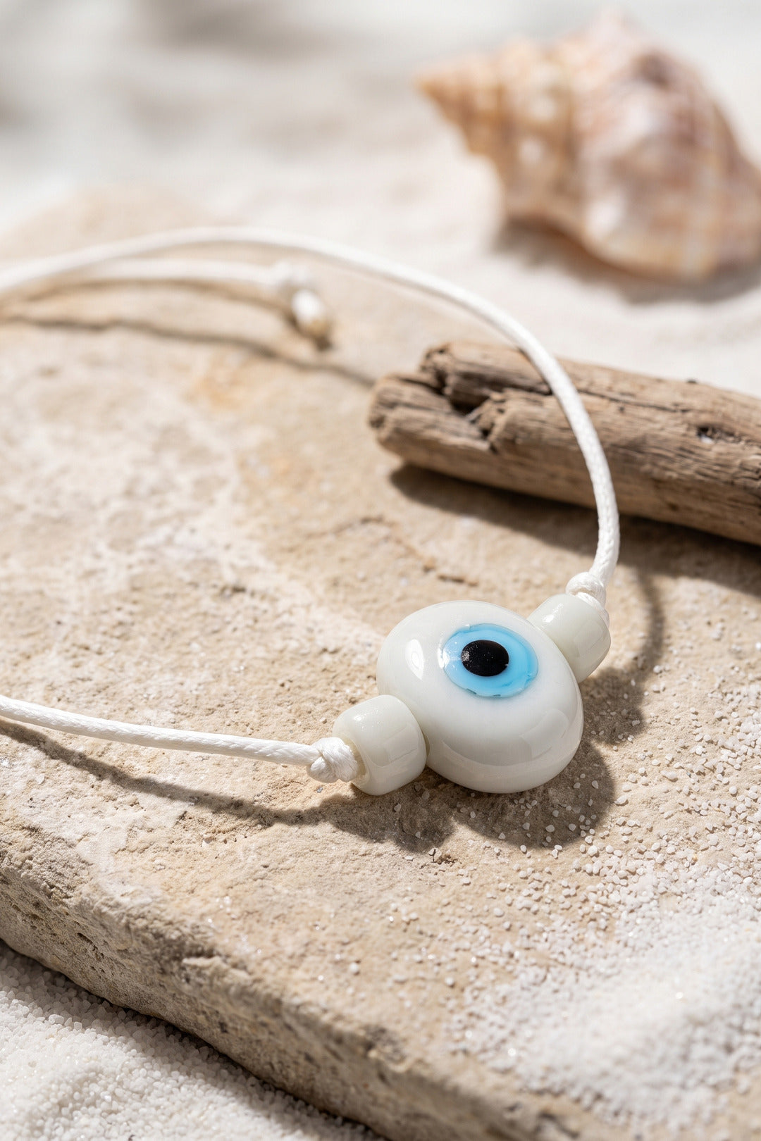 Handmade Bohem Beyaz Nazar Kolye