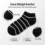 Ekonomik Kadın Patik Çorap 5'li Paket %85 Pamuklu Çizgili Yumuşak Konforlu Nefes Alabilir Set