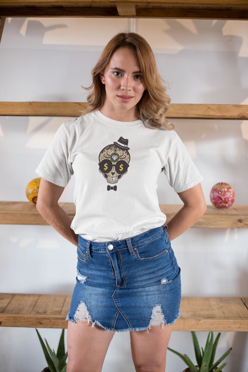 Kadın Özel Baskılı Modern Fit %100 Pamuk Bisiklet Yaka T-Shirt