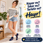 Lacivert Hamburger Patates İçecek Desenli Patik Çorap |12'li Eğlenceli Günlük Kısa Bilek Çorap Seti