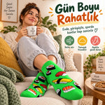 Kadın Patik Çorap Yeşil Sushi Desenli | Renkli Eğlenceli Günlük Kısa Bilek 12'li Avantajlı Çoklu Set
