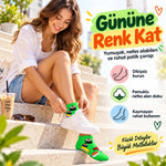 Kadın Patik Çorap Yeşil Sushi Desen | Renkli Eğlenceli Günlük Kısa Bilek Çorap 6'lı Avantajlı Çorap Seti