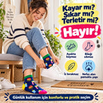 Kadın Patik Çorap Fast Food Desenli | Renkli Lacivert, Günlük Kısa Bilek 6'lı Çorap Seti