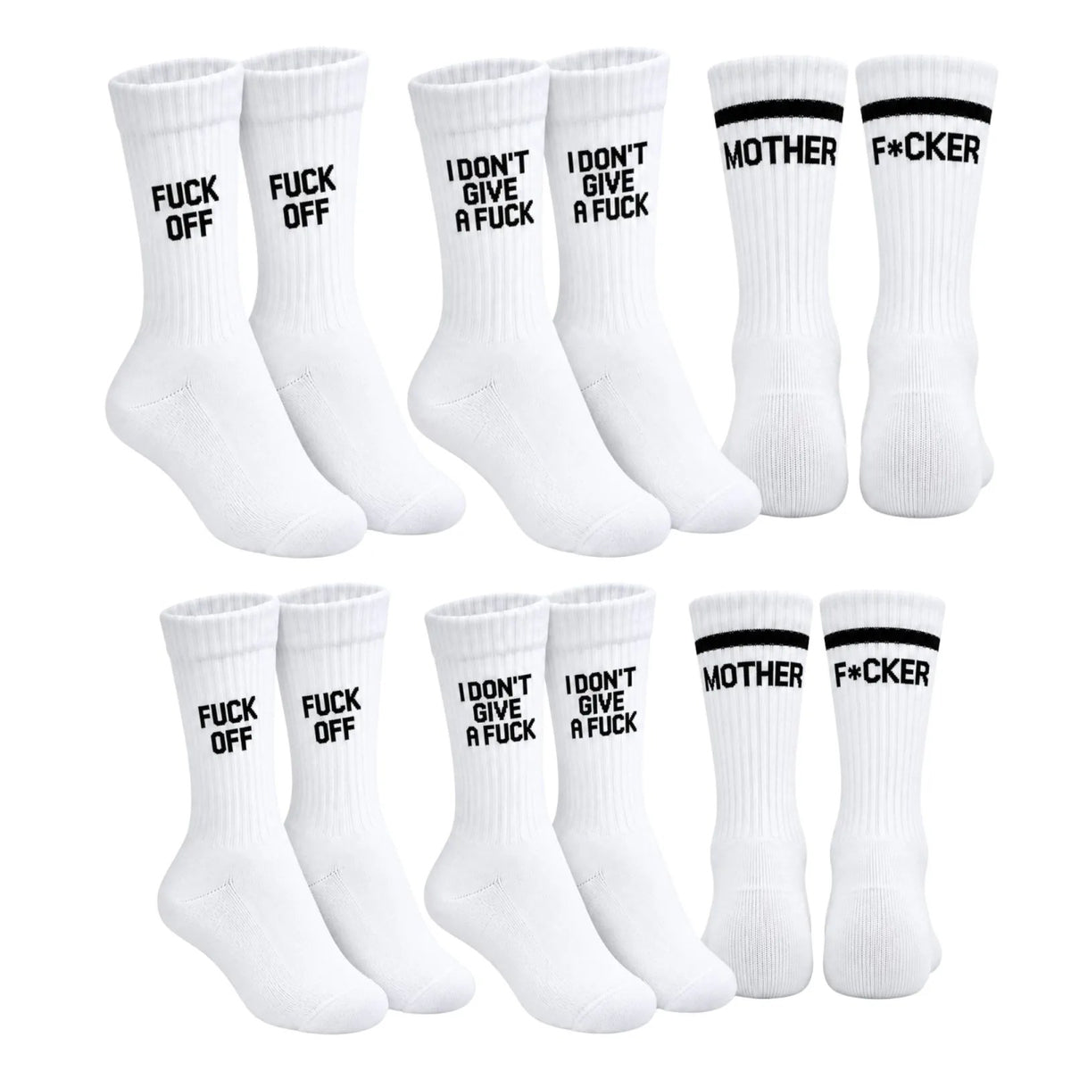Unisex Beyaz Yazılı Çorap Esprili Sloganlı Uzun Soket Günlük Spor Rahat 6lı Eğlenceli Şık Hediye Set