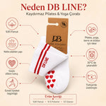 DB LINE Kaydırmaz Pilates Yoga Çorabı Pamuklu Silikon Tabanlı Barre Stüdyo Spor Çorabı
