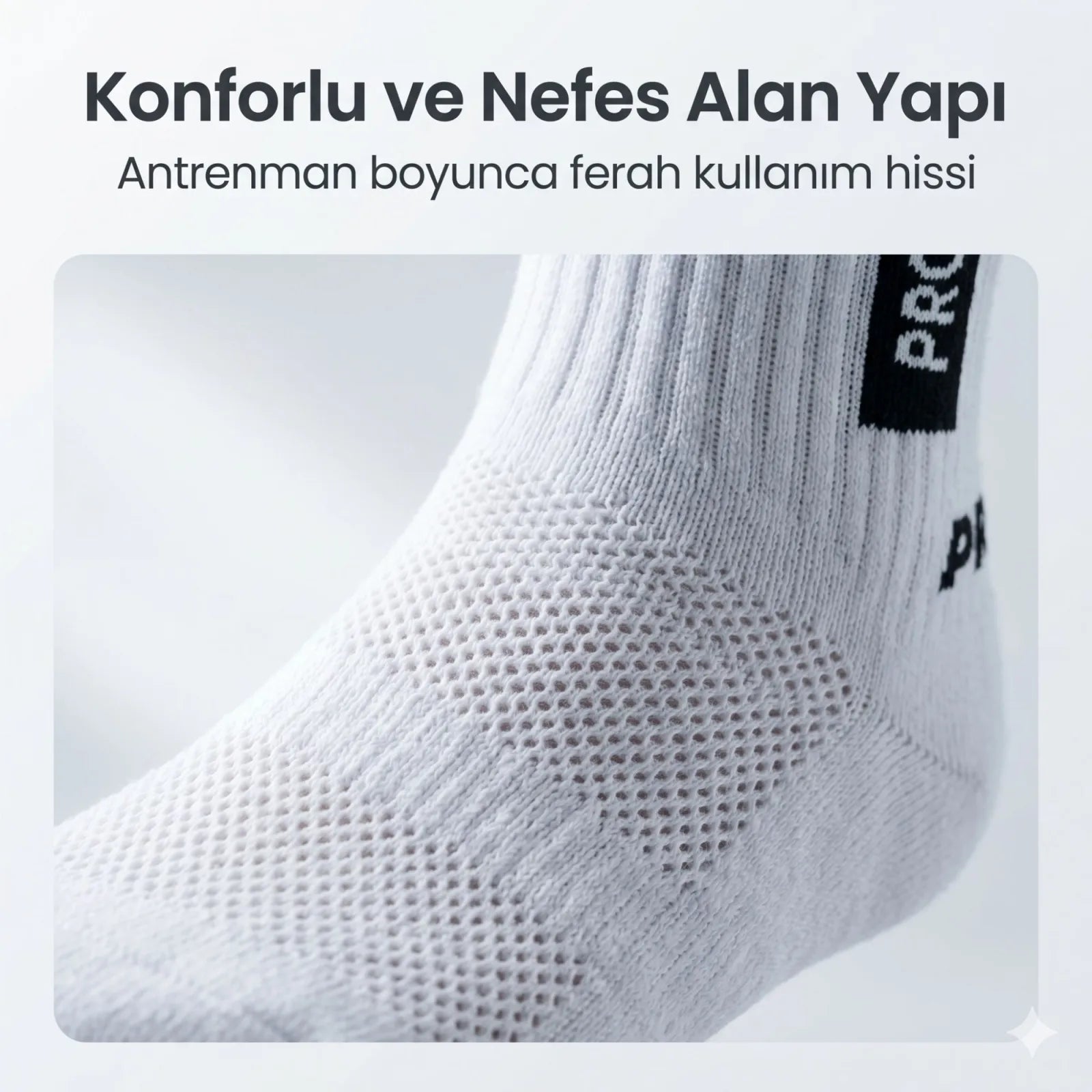 Kaydırmaz Spor 3'lü Çorabı Beyaz | Nefes Alan, Bilek Destekli, Güçlü Tutuşlu Performans Çorabı
