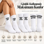 Unisex Beyaz Yazılı Çorap Esprili Sloganlı Uzun Soket Günlük Spor Rahat 3lü Eğlenceli Şık Hediye Set