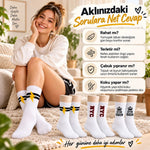 Kadın Spor Çorap Beyaz Yazılı 6'lı Set Uzun Soket Pamuklu Dikişsiz Nefes Alan Spor Konforlu Çoraplar