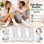 Unisex Beyaz Soket Çorap 3'lü Set %80 Pamuk Dikişsiz Burun Takviyeli Esnek Günlük Spor Çorabı Konfor
