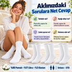 Unisex Beyaz Soket Çorap %80 Pamuk 12'li Set Dikişsiz Burun Takviyeli Esnek Günlük Spor Çorabı Rahat