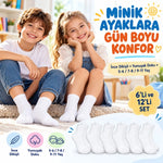 Çocuk Beyaz Çorap 6'lı Set İnce Dikişli Yumuşak Nefes Alabilen Okul Günlük Rahat Çorap 5-11 Yaş Seti