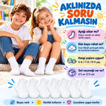 Çocuk Beyaz Çorap 6'lı Set İnce Dikişli Yumuşak Nefes Alabilen Okul Günlük Rahat Çorap 5-11 Yaş Seti