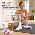 DB LINE Kaydırmaz Pilates Yoga Çorabı Pamuklu Silikon Tabanlı Barre Stüdyo Spor Çorabı