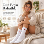 UNİSEX Çorap Beyaz Hayvan Nakışlı 6'lı Set Yengeç Yılan Kedi Desenli Uzun Soket Günlük Spor Çorabı