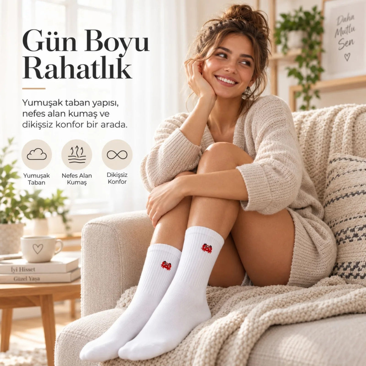 UNİSEX Çorap Beyaz Hayvan Nakışlı 3'lü Set Yengeç Yılan Kedi Desenli Uzun Soket Günlük Spor Çorabı
