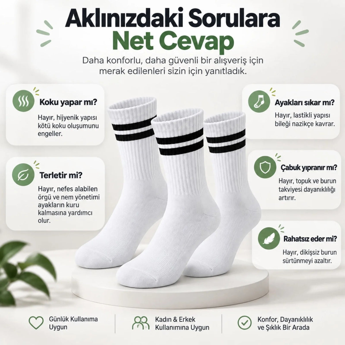 Unisex Beyaz Çorap Siyah Çizgili 9'lu Set Uzun Soket Günlük Spor Kolej Stil Kadın Erkek Çorabı