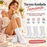 Unisex Beyaz Soket Çorap 6'lı Set %80 Pamuk Dikişsiz Burun Takviyeli Esnek Günlük Spor Çorabı Konfor