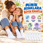 Çocuk Beyaz Çorap 12'li Set İnce Dikişli Yumuşak Nefes Alabilen Okul Günlük Rahat Çorap 5-11 Yaş Seti
