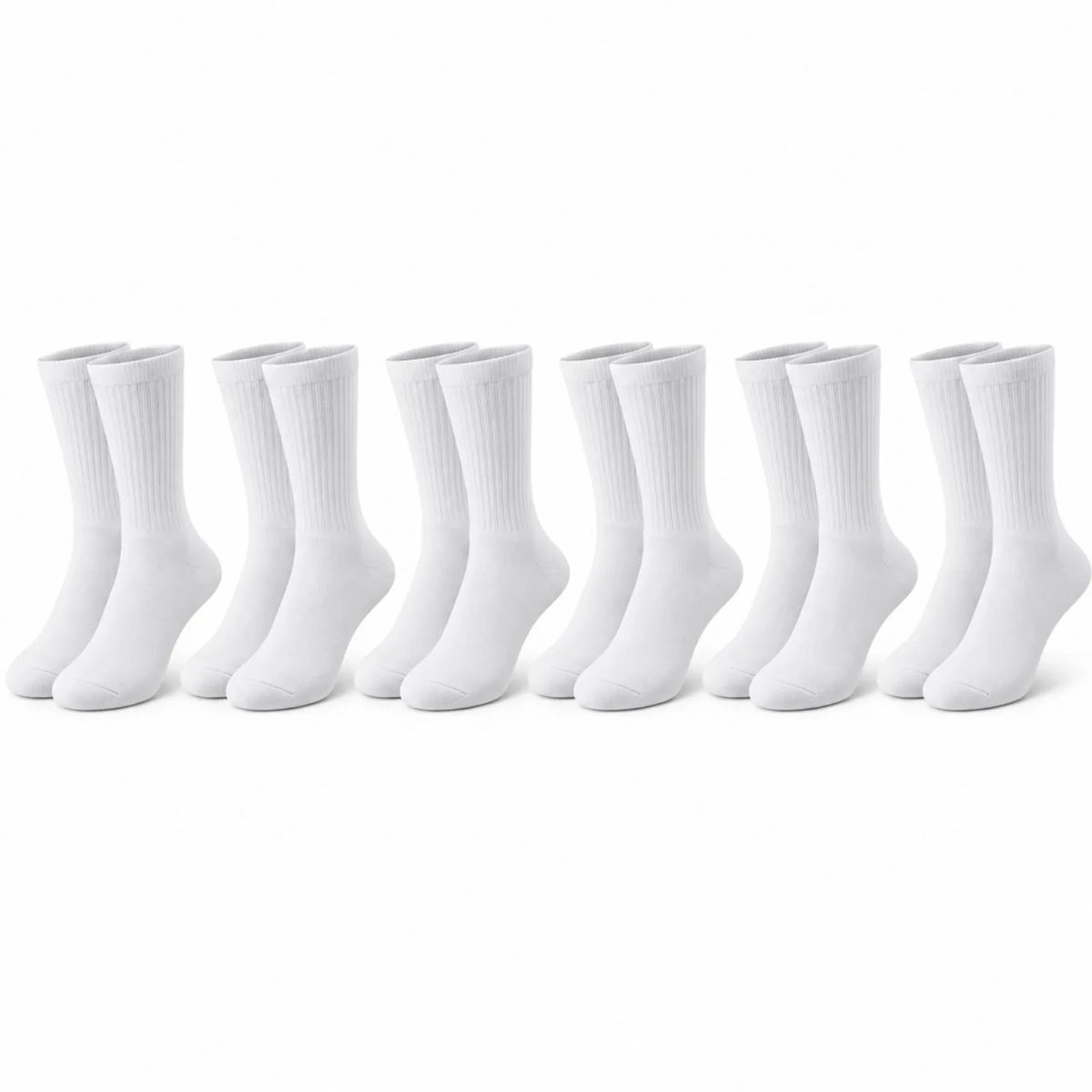 Unisex Beyaz Soket Çorap 6'lı Set %80 Pamuk Dikişsiz Burun Takviyeli Esnek Günlük Spor Çorabı Konfor