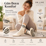 DB LINE Kaydırmaz 8'li Pilates Yoga Çorabı Pamuklu Silikon Tabanlı Barre Stüdyo Spor Çorabı