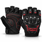 Unisex Yarım Parmak Motosiklet Eldiveni | 3D Knuckle Panelli Kaydırmaz Avuç İçi Ayarlı Bilek Bantlı