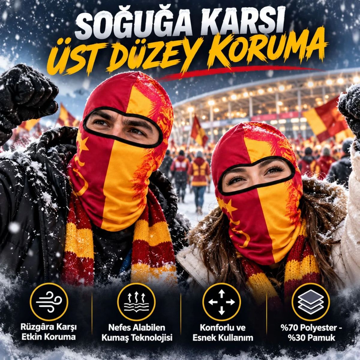 Taraftar Maskesi Kışlık Unisex Termal Balaklava Boyunluk Nefes Alabilen Rüzgara Dayanıklı
