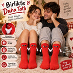 El Ele Tutuşan Mıknatıslı Sevimli Çorap 36-44 - Çift Hediyesi, Pamuklu Renkli Crew Model