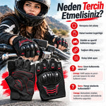 Unisex Yarım Parmak Motosiklet Eldiveni | 3D Knuckle Panelli Kaydırmaz Avuç İçi Ayarlı Bilek Bantlı