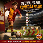 Galatasaray Lisanslı Çocuk Spor Çorabı 4’lü Set – Kız ve Erkek Çocuk İçin Dikişsiz, Esnek ve Rahat