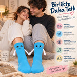 El Ele Tutuşan Mıknatıslı Sevimli Çorap 36-44 - Çift Hediyesi, Pamuklu Renkli Crew Model