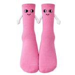 El Ele Tutuşan Mıknatıslı Sevimli Çorap 36-44 - Çift Hediyesi, Pamuklu Renkli Crew Model