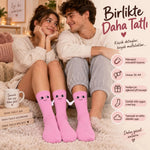 El Ele Tutuşan Mıknatıslı Sevimli Çorap 36-44 - Çift Hediyesi, Pamuklu Renkli Crew Model