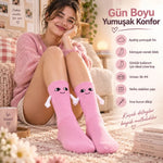 Mıknatıslı El Ele 2'li Unisex Tutuşan Sevimli Çorap 36-44 | Çift Hediyesi, Pamuklu Renkli Crew Model