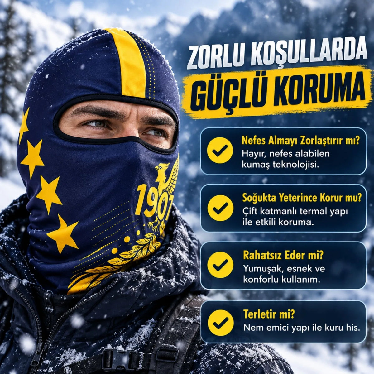 Taraftar Maskesi Kışlık Unisex Termal Balaklava Boyunluk Nefes Alabilen Rüzgara Dayanıklı