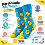 Renkli Civciv Desenli Unisex Çorap 3'lü Set | Yumuşak, Esnek, Konforlu ve Günlük Kullanıma Uygun