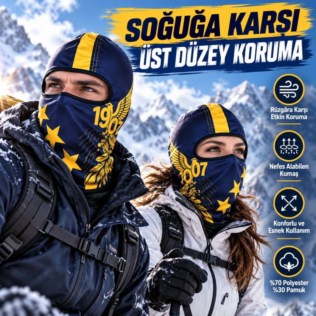 Taraftar Maskesi Kışlık Unisex Termal Balaklava Boyunluk Nefes Alabilen Rüzgara Dayanıklı