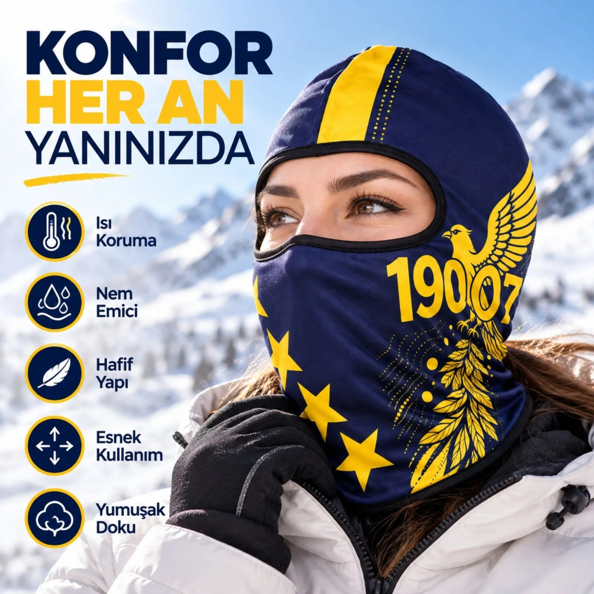 Taraftar Maskesi Kışlık Unisex Termal Balaklava Boyunluk Nefes Alabilen Rüzgara Dayanıklı