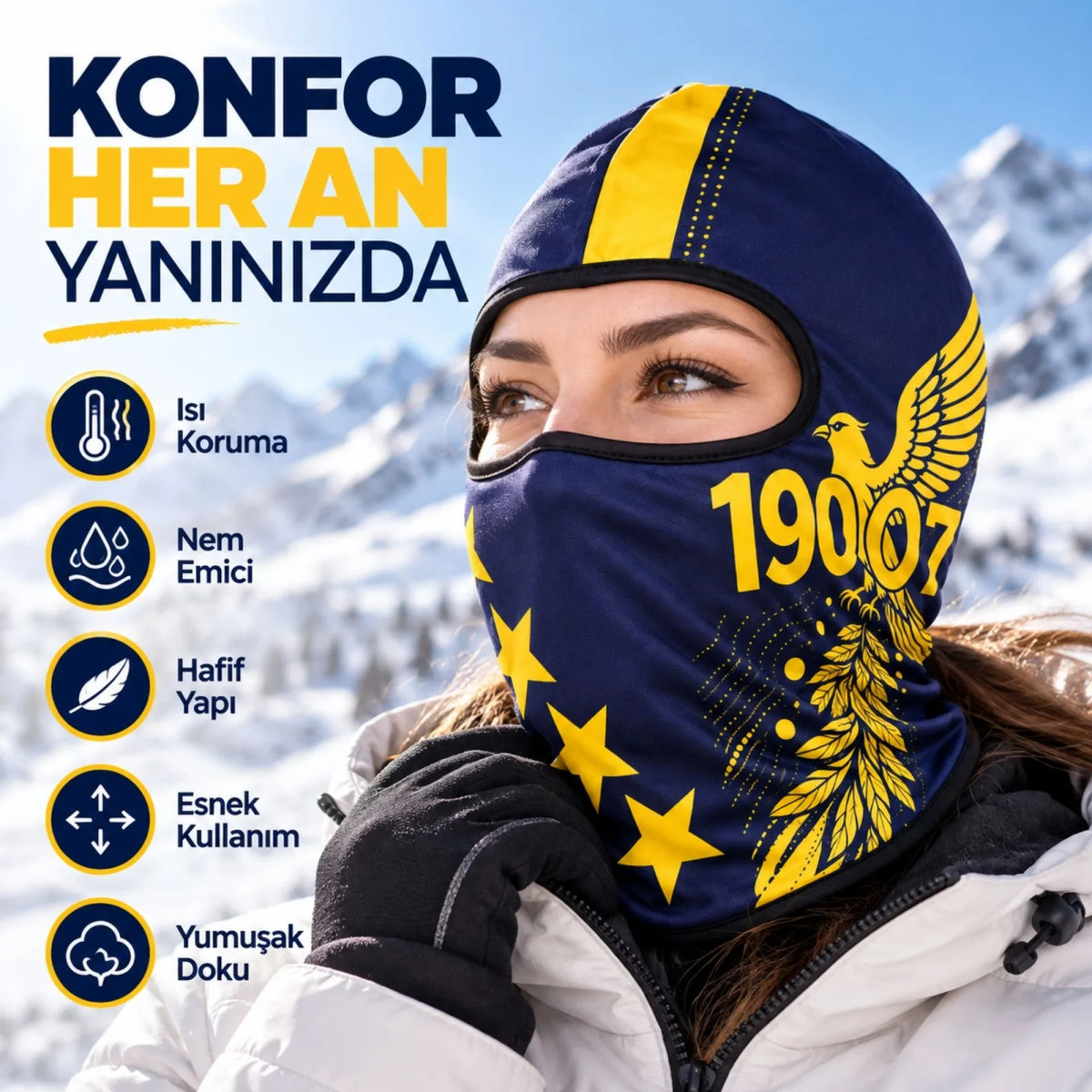 Taraftar Maskesi Kışlık Unisex Termal Balaklava Boyunluk Nefes Alabilen Rüzgara Dayanıklı