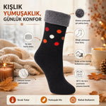 12’li Kadın Kışlık Havlu Çorap Sıcak Tutan Karışık Desenli Ekonomik Çoklu Çorap Seti