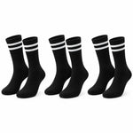 Siyah Çorap Beyaz Çizgili 3'lü Set Unisex Uzun Soket Günlük Spor Rahat Kolej Stil Çorap Seti