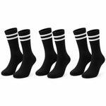 Siyah Çorap Beyaz Çizgili 3'lü Set Unisex Uzun Soket Günlük Spor Rahat Kolej Stil Çorap Seti