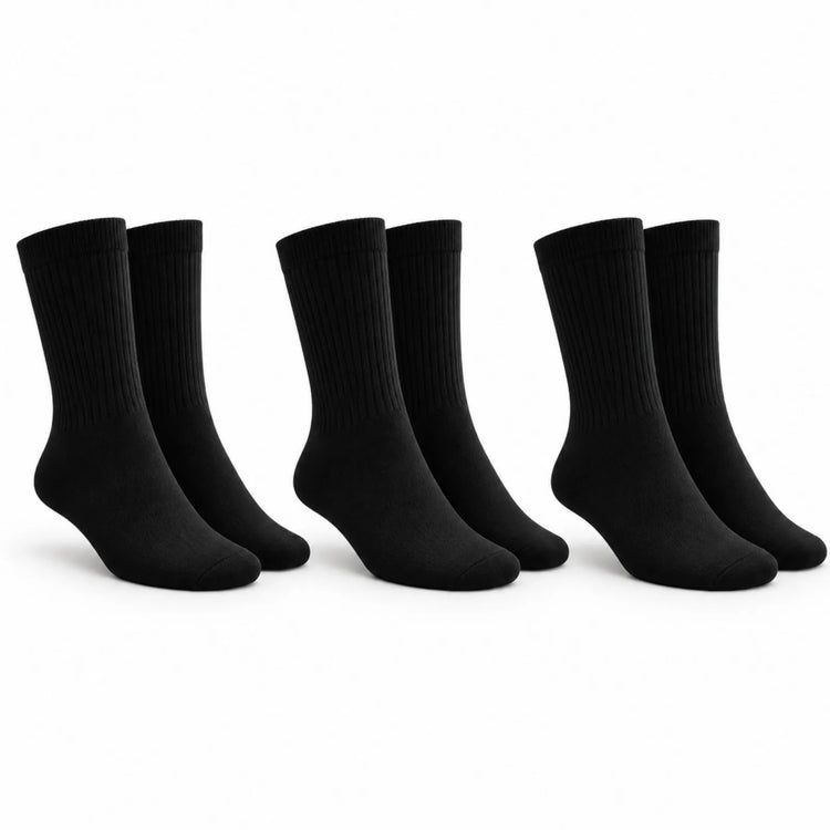 Unisex Siyah Soket Çorap 3'lü Set Düz Basic Ribanalı Günlük Spor Esnek Rahat Uzun Çorap Konforlu Set