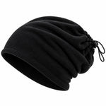 Unisex Premium Polar Bere Boyunluk 2'si 1 Arada Sıcak Tutan Rüzgar Korumalı Outdoor Kışlık Siyah Şık