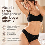 Kadın Pamuklu Zikzak İşlemeli Bikini Kesim Külot 3'lü Paket | Siyah Beyaz Dantel Detaylı İç Çamaşırı